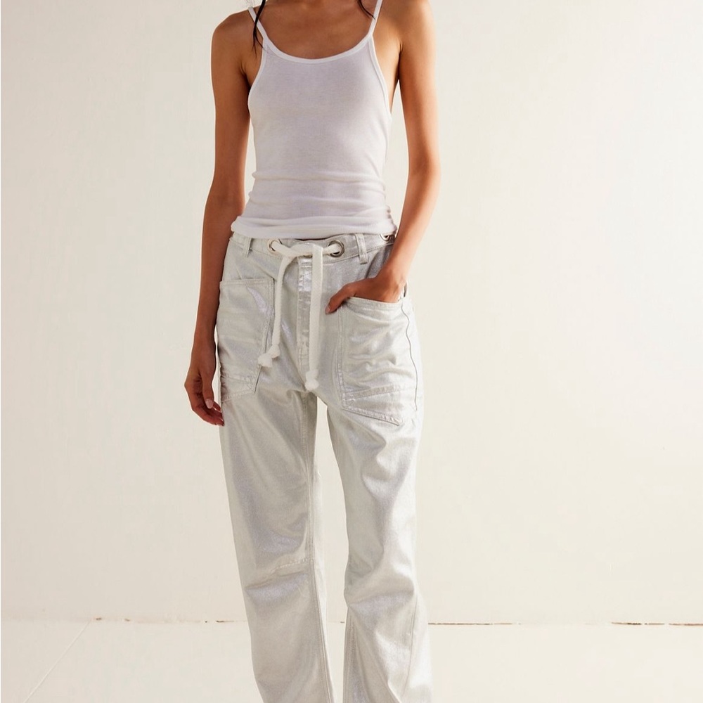 Silver free people Barrel Jeans